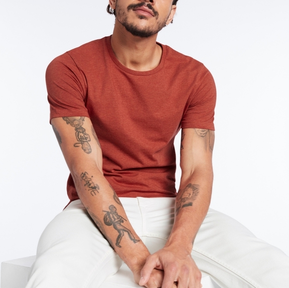 MARCS Rust Orange Cotton Short Sleeve Tee T Shirt - Picture 3 of 7